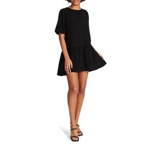 Steve Madden Abrah textured mini dress smocked Medium in black